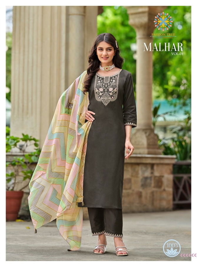 Malhar Vol 1 By Passion Tree Roman Silk Designer Kurti With Bottom Dupatta Wholesale Online
